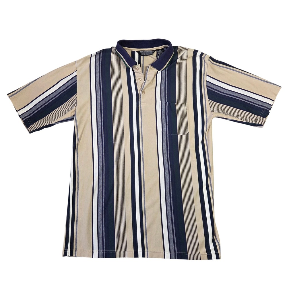 Knightsbridge Mens Skater Grunge Retro Vertical Stripe Polo Shirt Large Pocket